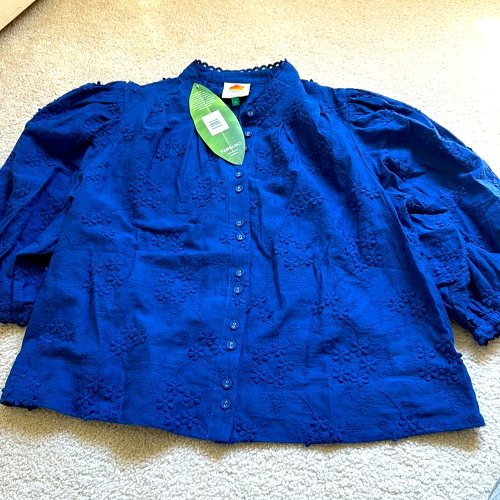FARM RIO “3D Flower” textured blouse - Picture 2 of 11